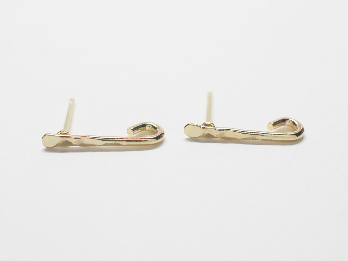 [E0259]/1 pair/Mini Hammered Bar Earrings/Brass/Gold plated/16x1.9mm