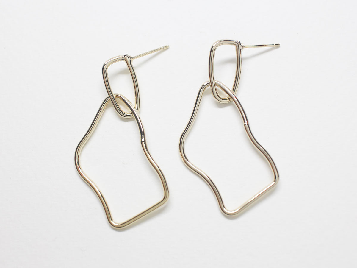 [E0260]/1 pair/Large Dangle Loop Earrings/Brass/Gold plated/47x20mm