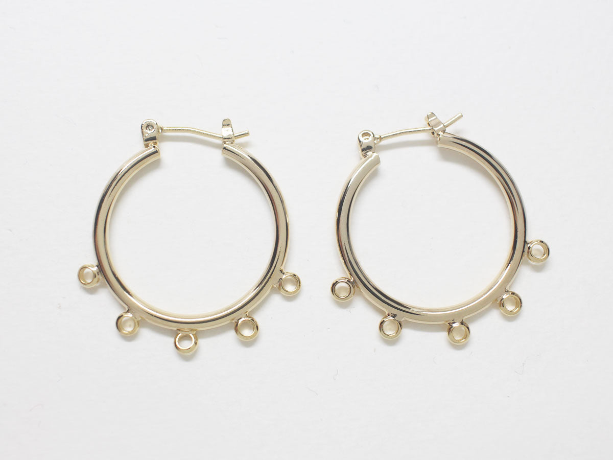 [E0263]/1 pair/Multi Rings Circle Ear Jacket/Brass/Gold plated/28.5mm