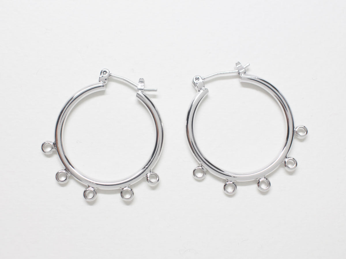 [E0263]/1 pair/Multi Rings Circle Ear Jacket/Brass/Rhodium plated/28.5mm