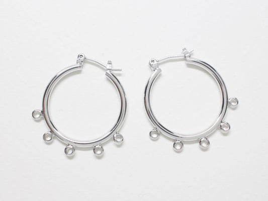 [E0263]/1 pair/Multi Rings Circle Ear Jacket/Brass/Rhodium plated/28.5mm