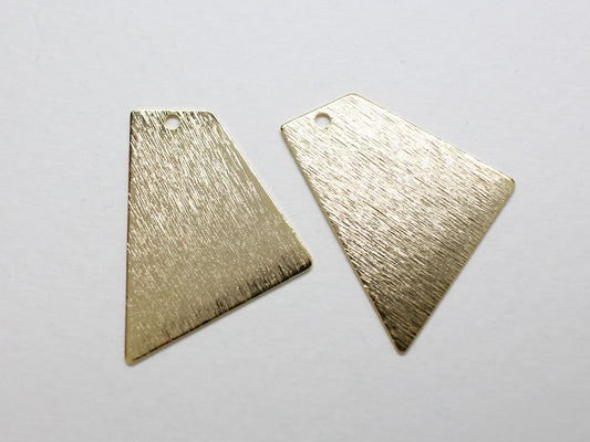 [P0838]2pcs/Brushed Trapezoid Pendant/Brass/Gold/22X20mm