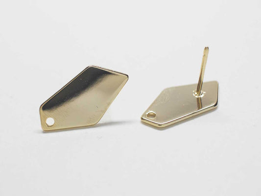 [E0277]/1 pair/Unbalanced Pentagon Earrings/Brass/Gold plated/18.5x9.2mm