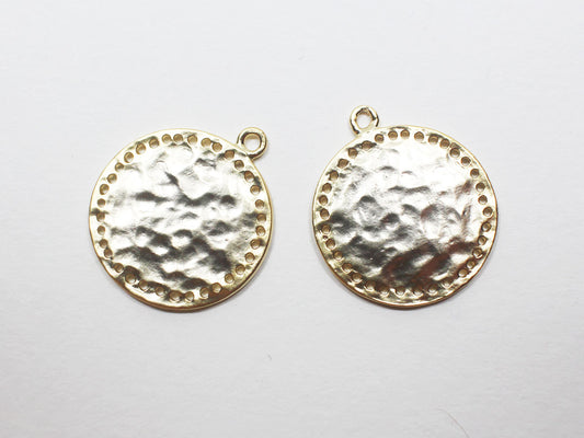 [P0861]2pcs/Vintage Coin Pendant/Brass/Matte Gold/17.6mm