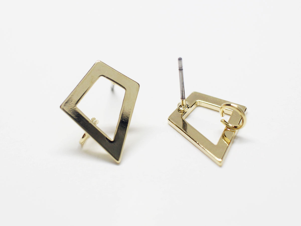 [E0271]/1 pair/Trapezoid Earrings/Brass/Gold plated/12x13mm