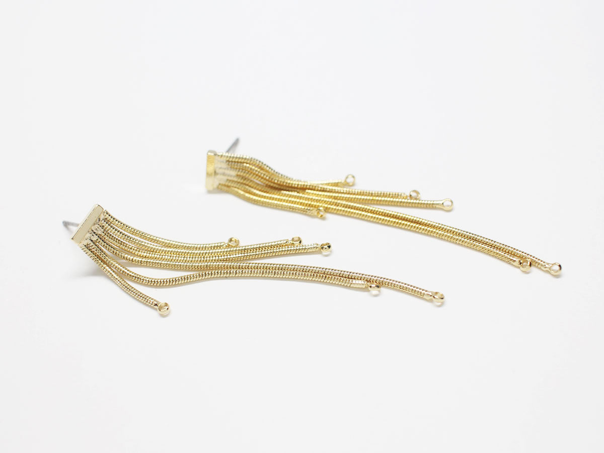 [E0272]/1 pair/Chain Tassel Earrings/Brass/Gold plated/7.3x60mm