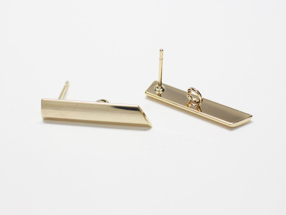 [E0273]/1 pair/Diagonal Cut Earrings/Brass/Gold plated/5x23.5mm