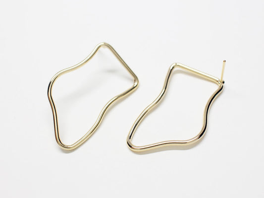 [E0260-1]/1 pair/Irregular Loop Earrings/Brass/Gold plated/31.5x19.5mm