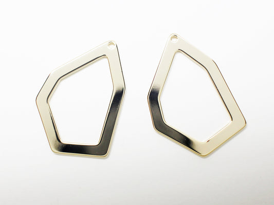 [P0868]2pcs/Large Unbalance Hexagon Pendant/Brass/Gold/29.8x21.3mm