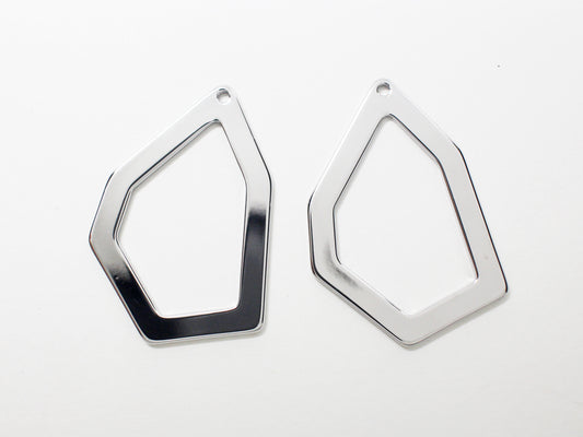 [P0868]2pcs/Large Unbalance Hexagon Pendant/Brass/Rhodium/29.8x21.3mm