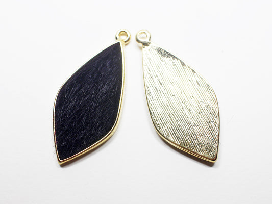 [P0871]2pcs/Calf Skin Oval Pendant/ZincGold/40.5x18mm