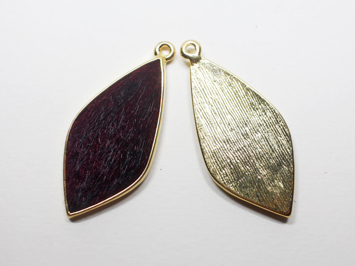 [P0871]2pcs/Calf Skin Oval Pendant/ZincGold/40.5x18mm