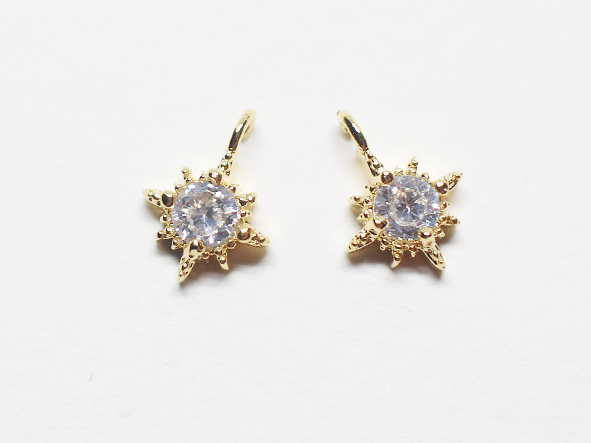 [P0869]2pcs/Tiny Cubic Star Pendant/Brass/Gold/6mm