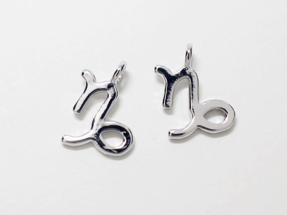 [P0870]/2pcs/Zodiac Sign Pendant/Brass/Rhodium/12mm