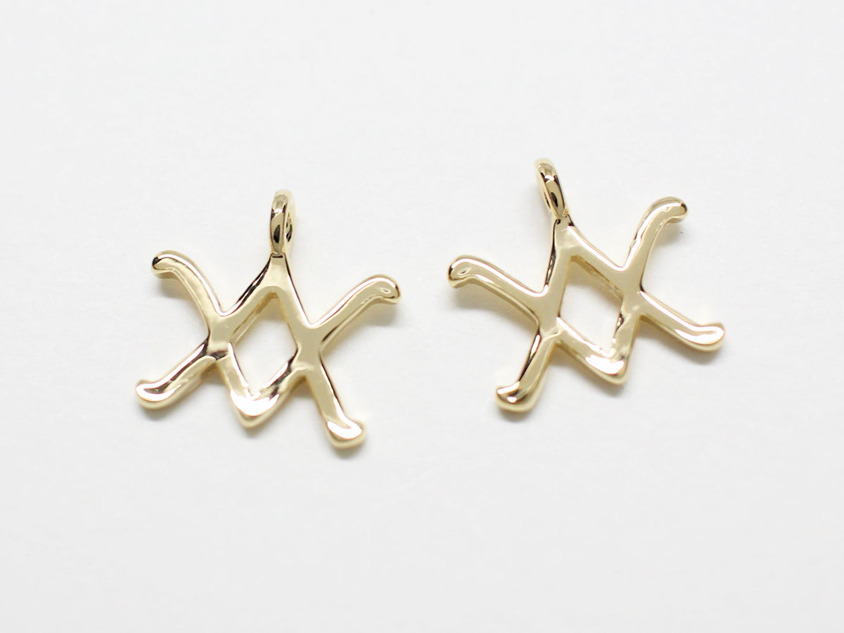 [P0870]/2pcs/Zodiac Sign Pendant/Brass/Gold/12mm