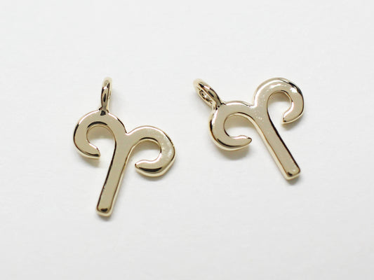 [P0870]/2pcs/Zodiac Sign Pendant/Brass/Gold/12mm