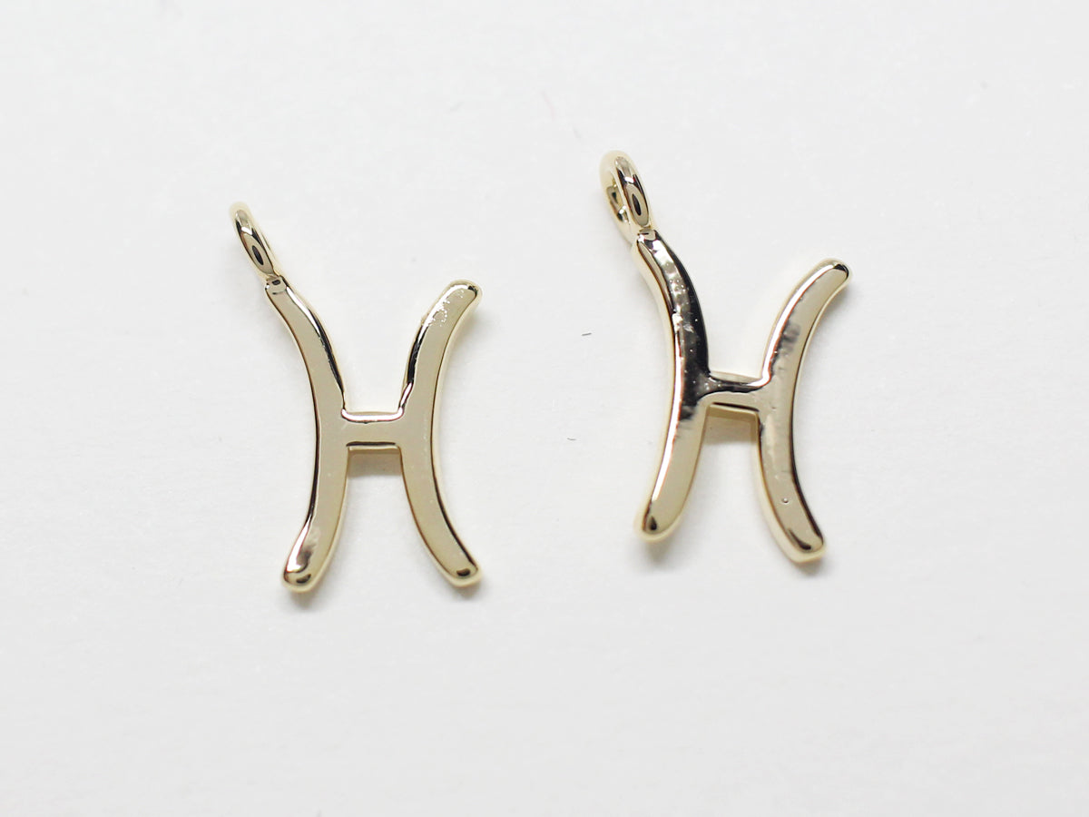 [P0870]/2pcs/Zodiac Sign Pendant/Brass/Gold/12mm