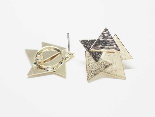 [E0276-1]/1 pair/Layered Triangle Earrings/Brass/Gold plated/22x21.5mm