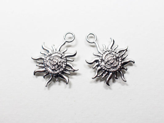 [P0876]2pcs/Burning Sun Pendant/Brass/Matte Rhodium/19.8x15.1mm