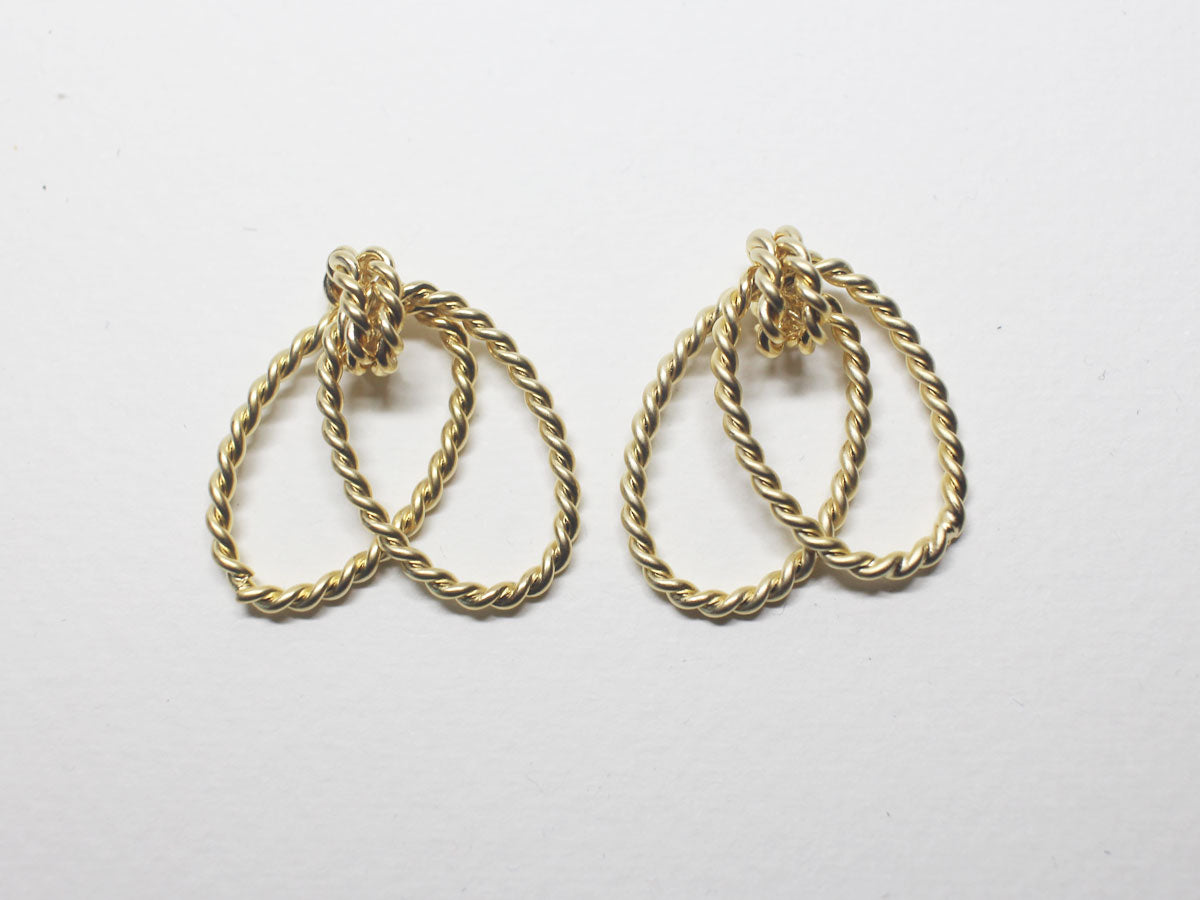 [P0877]2pcs/Linked Ellipse Pendant/Brass/Matte Gold/23.5x15.5mm