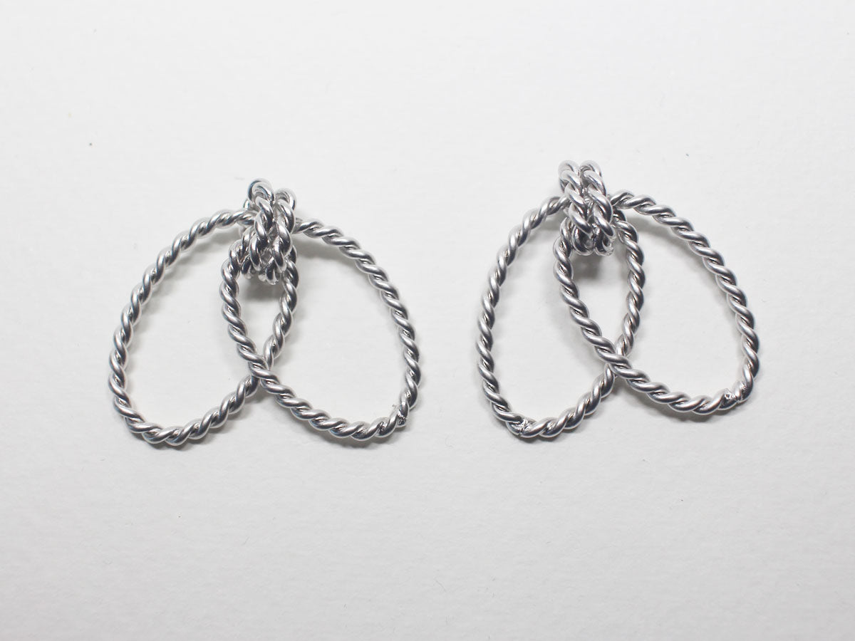 [P0877]2pcs/Linked Ellipse Pendant/Brass/Matte Rhodium/23.5x15.5mm