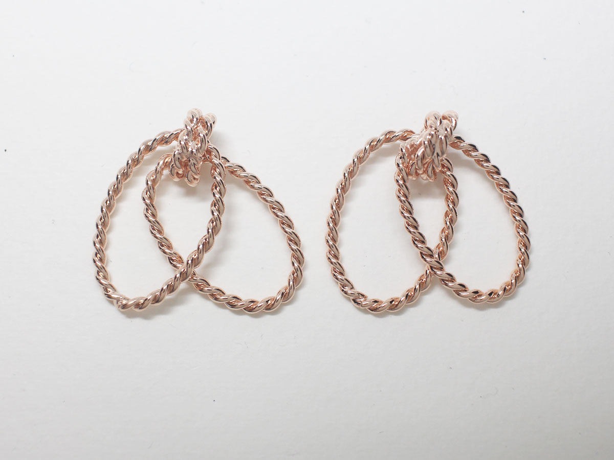 [P0877]2pcs/Linked Ellipse Pendant/Brass/Rose Gold/23.5x15.5mm