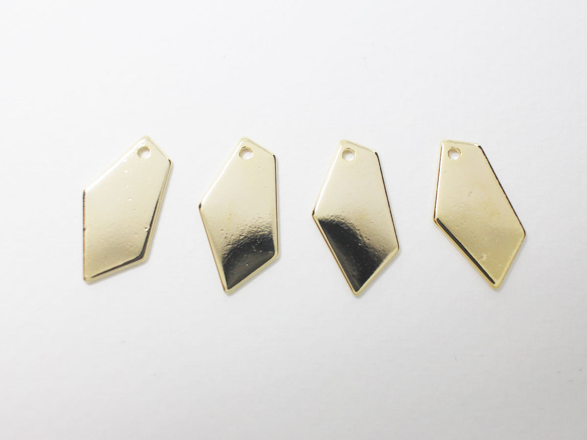 [P0879]4pcs/Small Unbalanced Pentagon Pendant/Brass/Gold/18.5x9.2mm