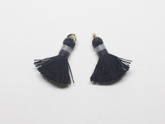 [T0025]2pcs/Color Pointed Mini tassel/Brass/Gold/15.5mm, 4mm ring