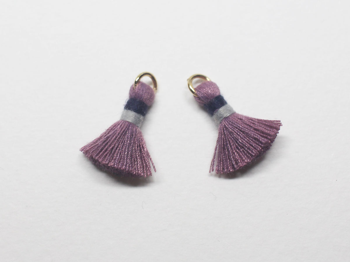[T0025]2pcs/Color Pointed Mini tassel/Brass/Gold/15.5mm, 4mm ring