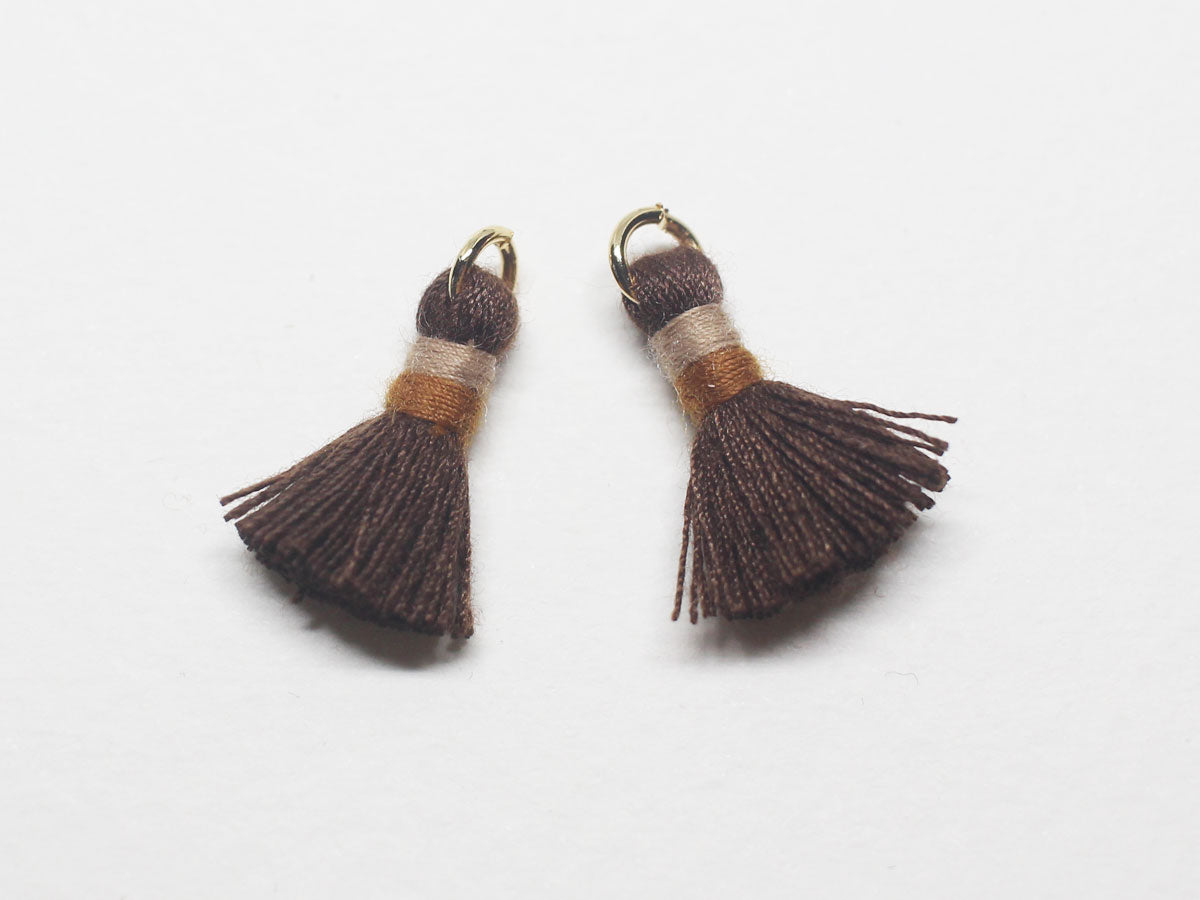 [T0025]2pcs/Color Pointed Mini tassel/Brass/Gold/15.5mm, 4mm ring