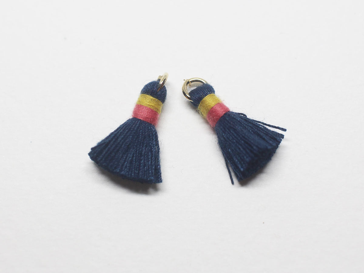 [T0025]2pcs/Color Pointed Mini tassel/Brass/Gold/15.5mm, 4mm ring