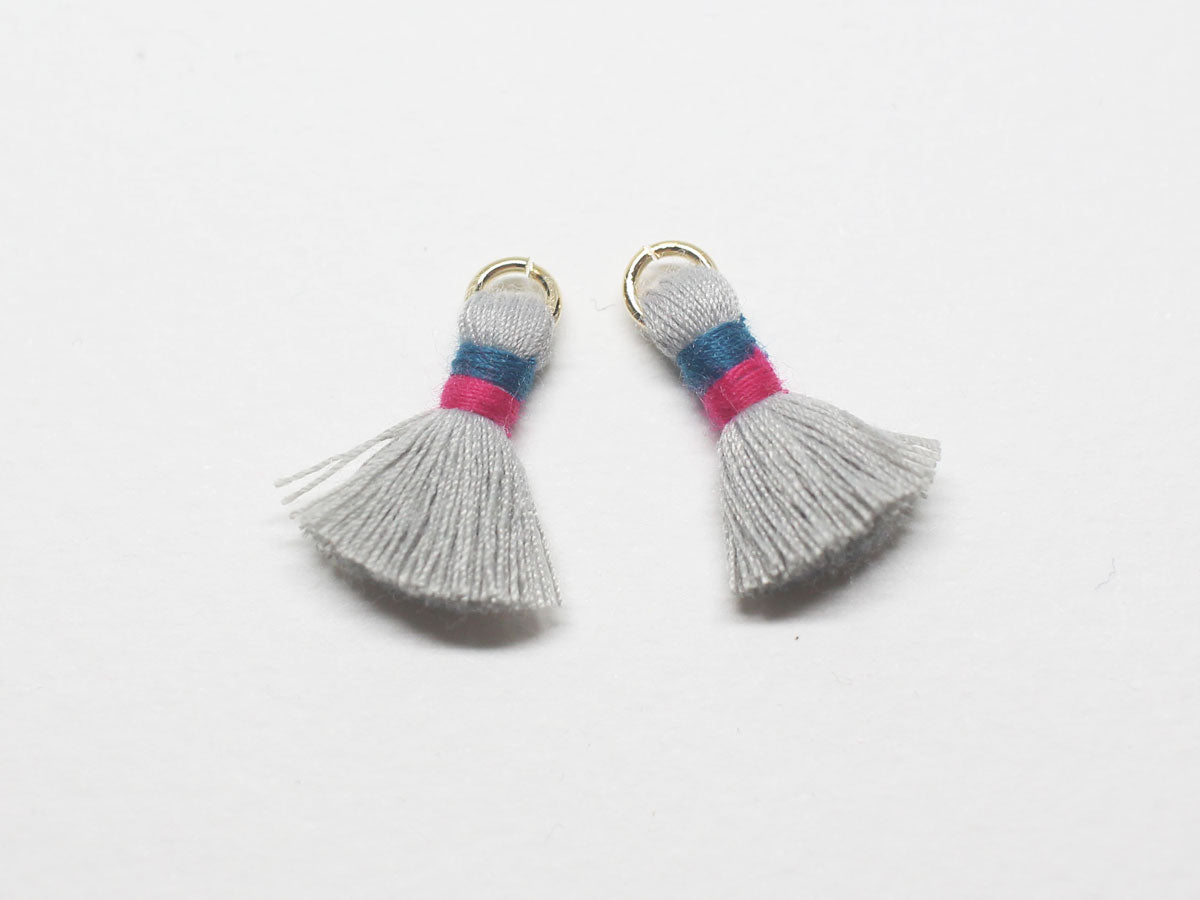 [T0025]2pcs/Color Pointed Mini tassel/Brass/Gold/15.5mm, 4mm ring