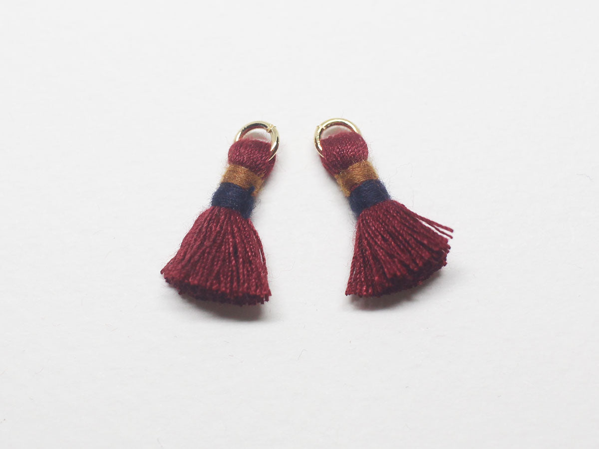 [T0025]2pcs/Color Pointed Mini tassel/Brass/Gold/15.5mm, 4mm ring