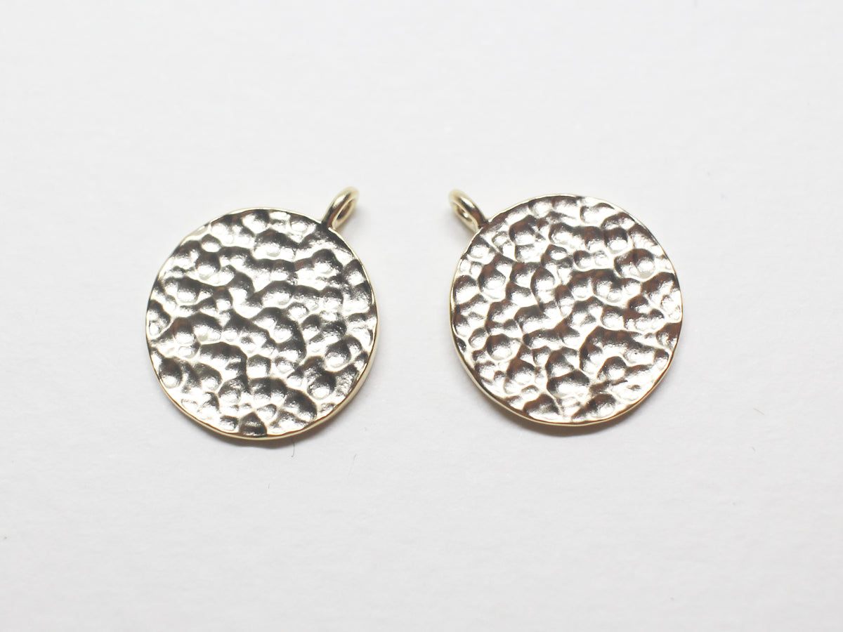 [P0883]2pcs/Hammered Coin Pendant/Brass/Matte Gold/12mm