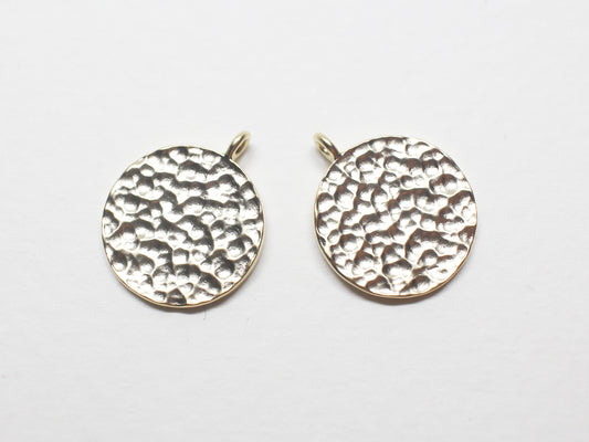 [P0883]2pcs/Hammered Coin Pendant/Brass/Matte Gold/12mm