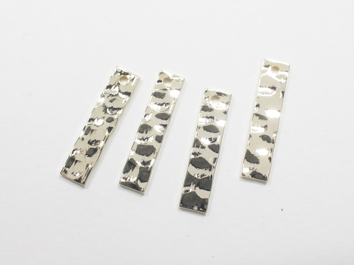 [P0890]4pcs/Small Hammered Bar Pendant/Brass/Gold/20x4.5mm