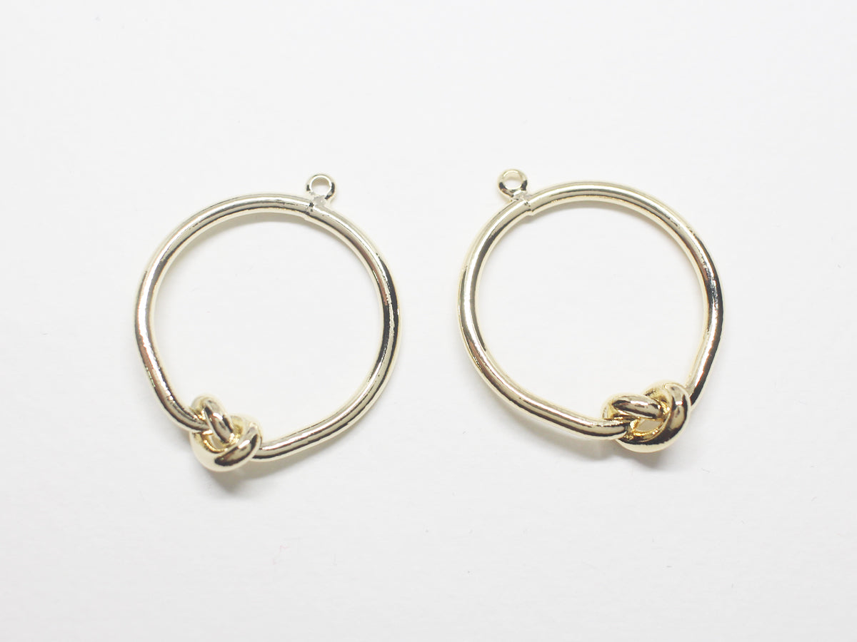 [P0892]2pcs/Circle Knot Pendant/Brass/Gold/24mm