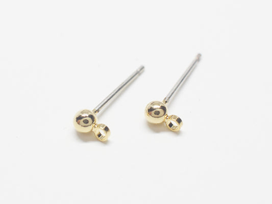 [E0284-1]/1 pair/Tiny Ball Stud Earrings/Brass/Gold plated/3mm