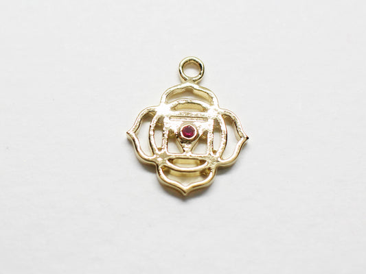 [P0901]2pcs/Chakra Pendant/Brass/Gold/15mm