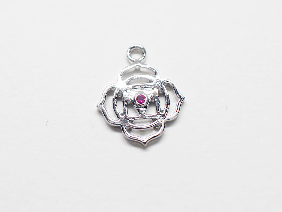 [P0901]2pcs/Chakra Pendant/Brass/Rhodium/15mm