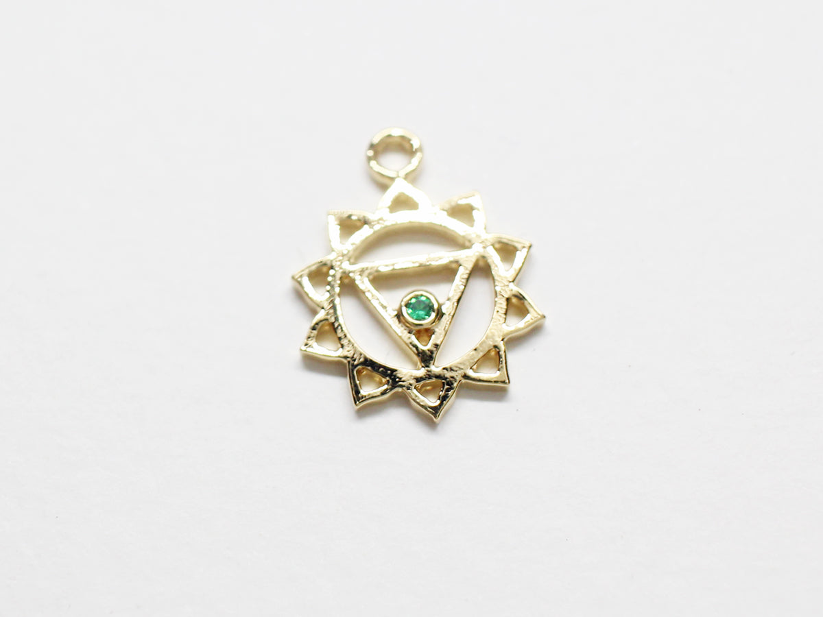 [P0901]2pcs/Chakra Pendant/Brass/Gold/15mm