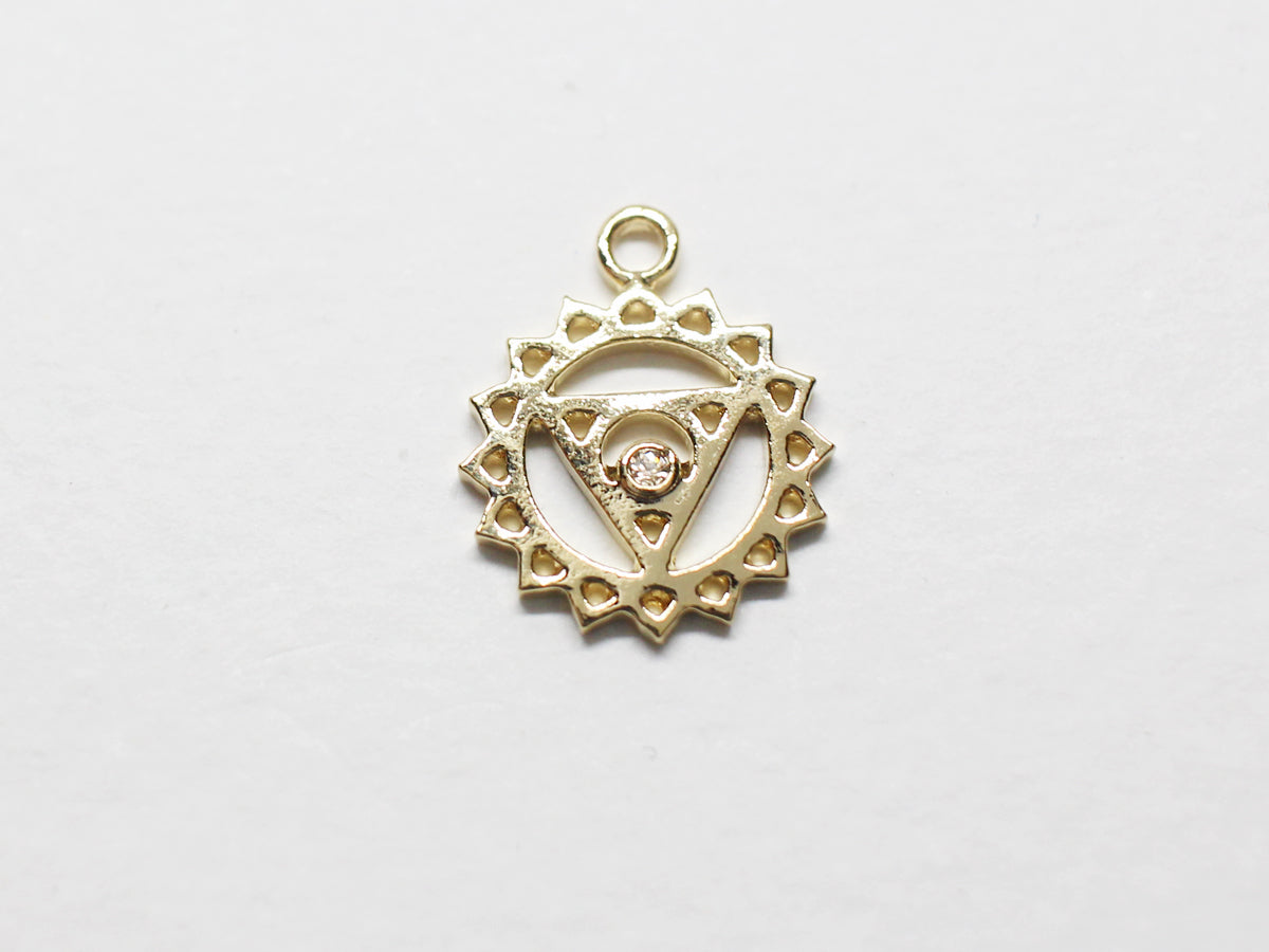 [P0901]2pcs/Chakra Pendant/Brass/Gold/15mm