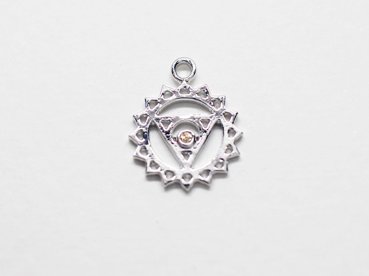 [P0901]2pcs/Chakra Pendant/Brass/Rhodium/15mm