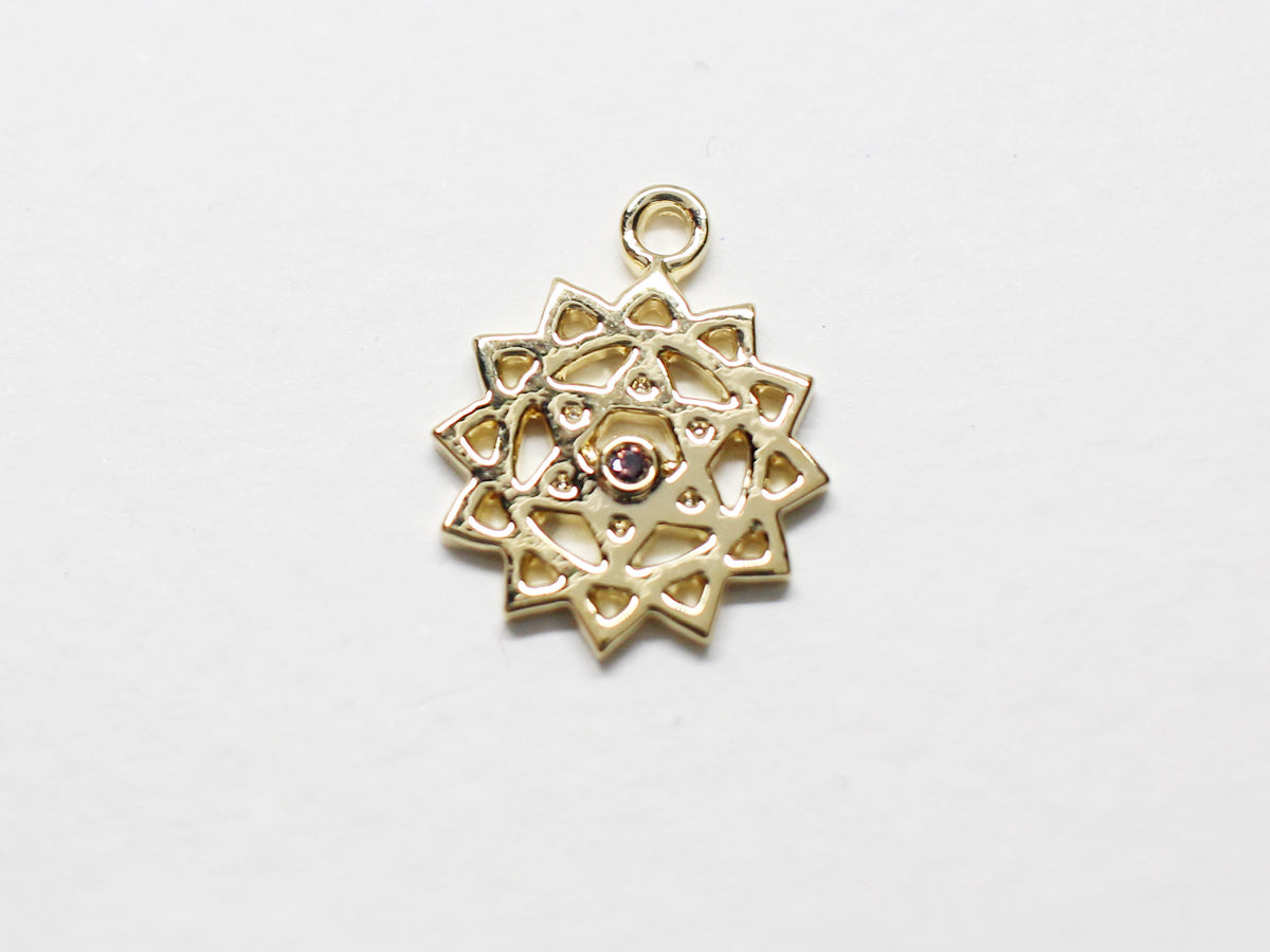 [P0901]2pcs/Chakra Pendant/Brass/Gold/15mm