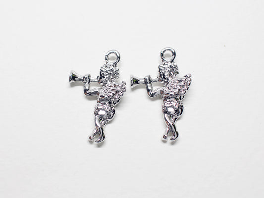 [P0899]2pcs/Baby Angle Pendant/Brass/Rhodium/22.5x14.5mm