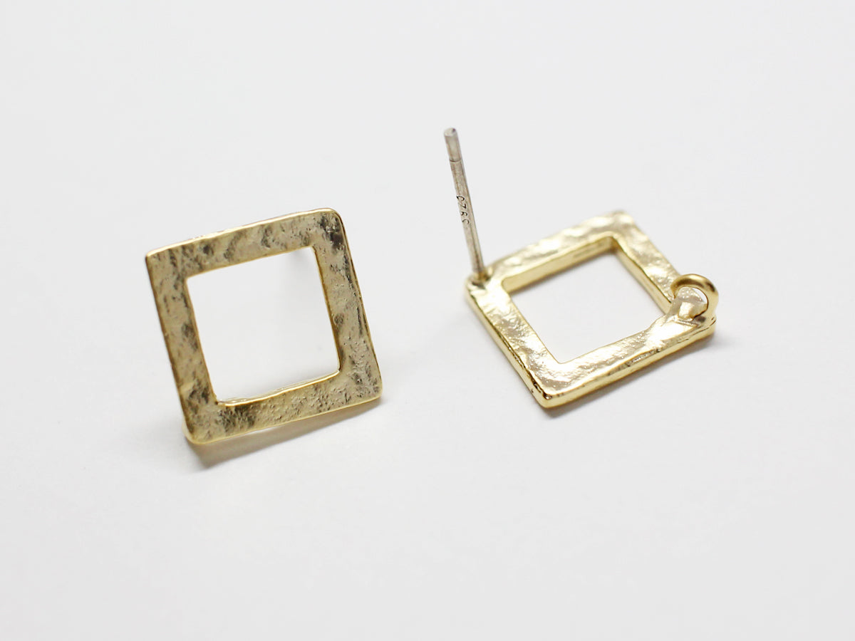 [E0290-1]/1 pair/Vintage Rhombus  Earrings/Brass/Matte Gold plated/14.5mm