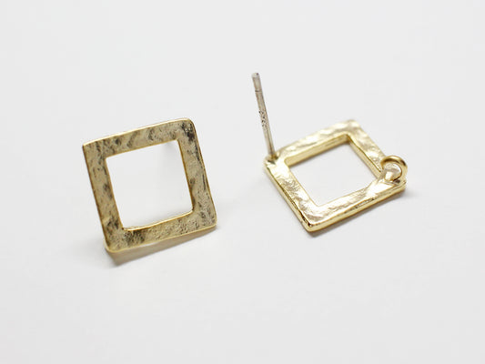 [E0290-1]/1 pair/Vintage Rhombus  Earrings/Brass/Matte Gold plated/14.5mm