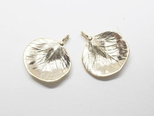 [P0904]2pcs/Circle Leaf Pendant/Brass/Matte Gold/21.5x19mm