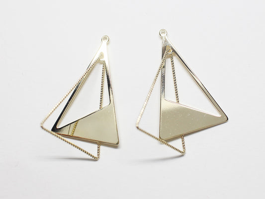 [P0907]2pcs/Mobile Triangle Pendant/Brass/Gold/31x20mm