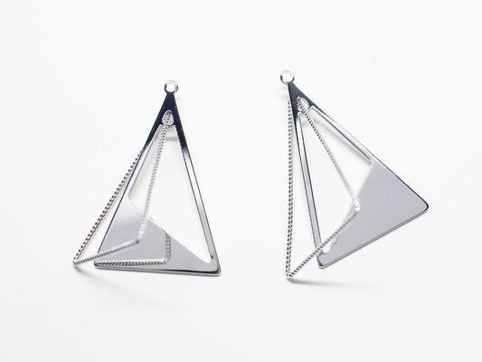 [P0907]2pcs/Mobile Triangle Pendant/Brass/Rhodium/31x20mm